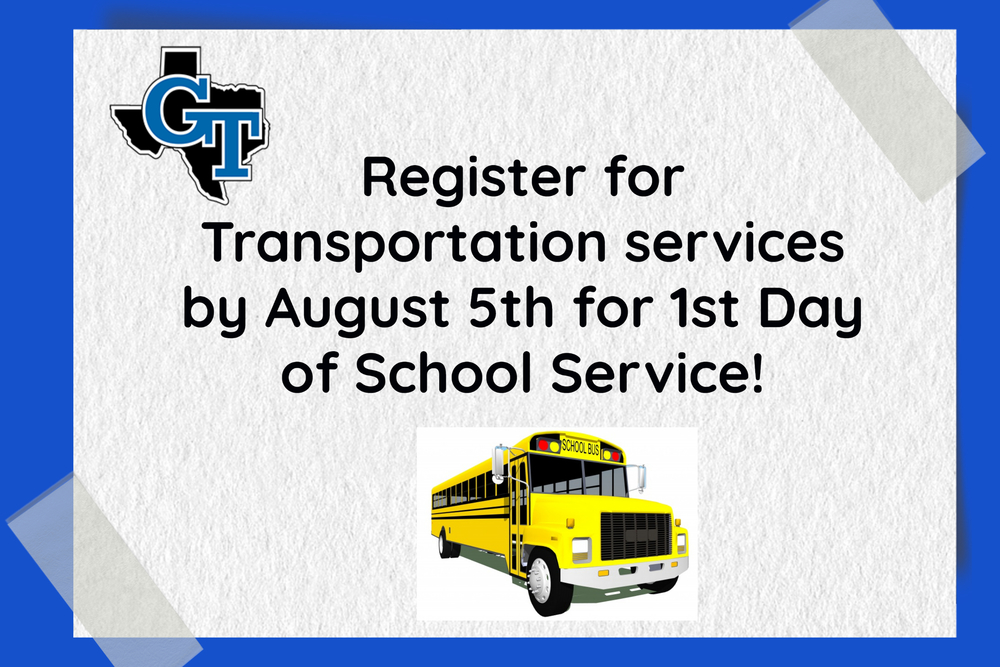 Image that says register for transportation services by August 5th