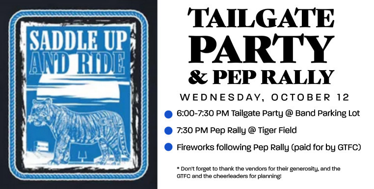 tailgate and pep rally reminder